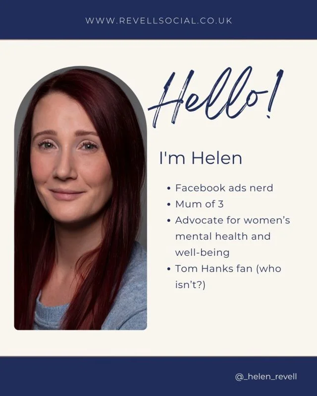 🌸 Hello! I'm Helen – a Facebook and Instagram Ads enthusiast on a mission to empower women's well-being businesses.

As a Mum and proud ad nerd, I've walked the path of navigating postpartum care and women's health. Now, I'm here to guide YOU through the incredible world of Facebook ads.

🌟 Why me? Because I've been in your shoes, juggling the beauty and chaos of motherhood while passionately building a business from the ground up.

I'm not just your ads manager – I'm your ally in creating impactful campaigns that resonate with your audience. Whether you're boosting brand awareness or aiming for more leads, consider me your digital sidekick on this exciting journey.

💐 Why women's well-being? It's my heartbeat. Having experienced the ups and downs of motherhood and the power of wellness services myself, I'm driven to elevate businesses that share a genuine passion for making a difference in women's lives.

I want to help you turn those goals into reality! Together, we'll navigate the world of Facebook ads in a supportive and friendly environment.

Excited to connect, nurture, and witness your business bloom! 🌷✨ #WellnessWarrior #FacebookAdsMagic #EmpowerHerWellbeing #WomensHealth #WomensHealthMatters #PostPartumHealth #HypnoBirthingClass #WellbeingBusiness #SupportingWomen #HampshireSmallBusiness #Introductions #GrowYourBusinessWithMe #FacebookAdsManager #LeadGeneration #EmpowerWomen